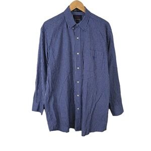 Vintage 2003 Lucchese 1883 Western Shirt Royal Blue Plaid M/L USA Style L1323C